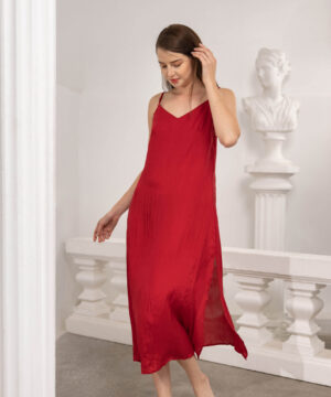 Washable Silk Dress- Silk Slip Dress - Maxi Length - Red - Ettee - Maxi length