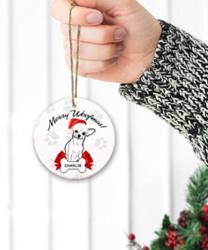 Chihuahua Dog Ceramic Ornament, Merry Woofmas 2022 - Ettee - Ceramic ornament