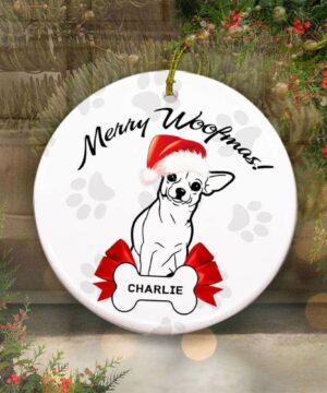 Chihuahua Dog Ceramic Ornament, Merry Woofmas 2022 - Ettee - Ceramic ornament