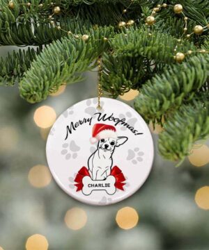 Chihuahua Dog Ceramic Ornament, Merry Woofmas 2022 - Ettee - Ceramic ornament