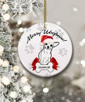 Chihuahua Dog Ceramic Ornament, Merry Woofmas 2022 - Ettee - Ceramic ornament