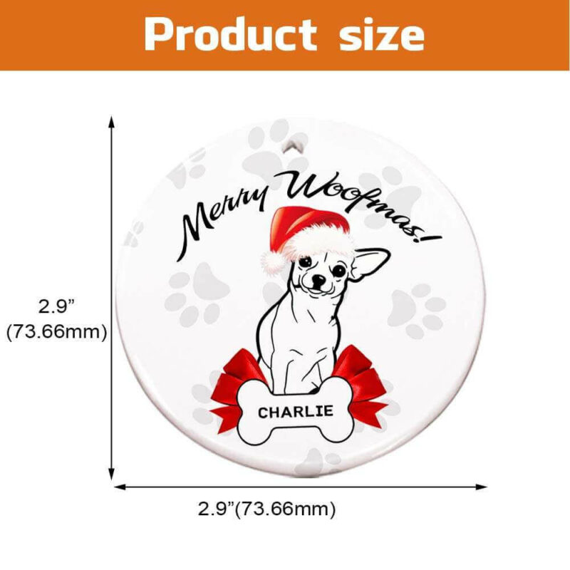 Chihuahua Dog Ceramic Ornament, Merry Woofmas 2022 - Ettee - Ceramic ornament