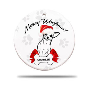 Chihuahua Dog Ceramic Ornament, Merry Woofmas 2022 - Ettee - Ceramic ornament