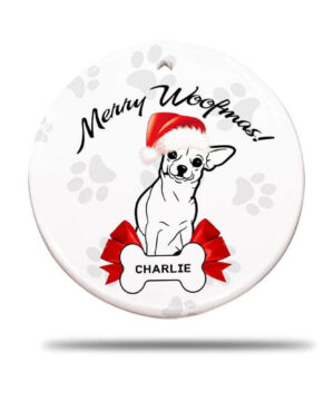 Chihuahua Dog Ceramic Ornament, Merry Woofmas 2022 - Ettee - Ceramic ornament