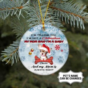 Chihuahua Dog Mom Ceramic Ornament, I'm Not A Chihuahua I'm A Baby - Ettee - Ceramic ornament