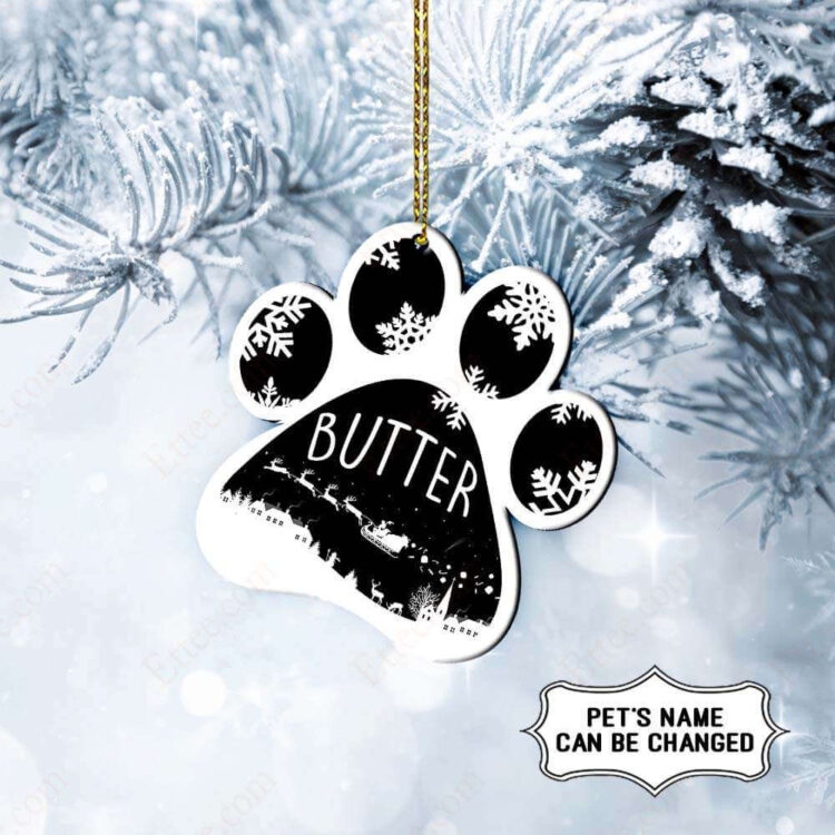Dog Paw Custom-Shaped Ornament, Custom Name Gift For Dog Lovers - Ettee - chihuahua ornament