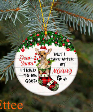 Chihuahua Christmas 2022 Ceramic Ornament, Dear Santa I Tried To Be Good - Ettee - Ceramic ornament