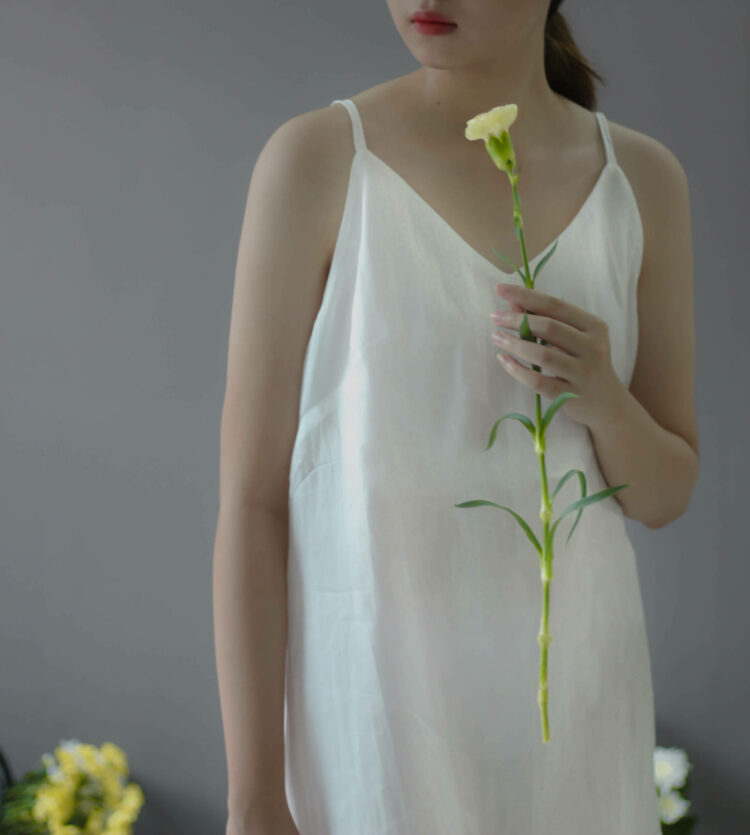 Washable Silk Short Dress- Silk Slip Dress – White - Ettee - silk slip dress