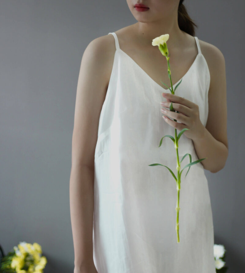 Washable Silk Short Dress- Silk Slip Dress – White - Ettee - silk slip dress