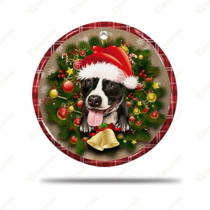 Pitbull Christmas Round Ceramic Ornament, Gift For Dog Lovers - Ettee - Ceramic ornament