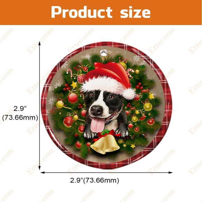 Pitbull Christmas Round Ceramic Ornament, Gift For Dog Lovers - Ettee - Ceramic ornament