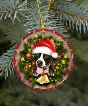 Pitbull Christmas Round Ceramic Ornament, Gift For Dog Lovers - Ettee - Ceramic ornament