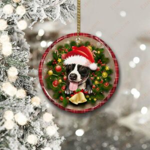 Pitbull Christmas Round Ceramic Ornament, Gift For Dog Lovers - Ettee - Ceramic ornament