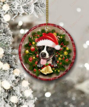 Pitbull Christmas Round Ceramic Ornament, Gift For Dog Lovers - Ettee - Ceramic ornament