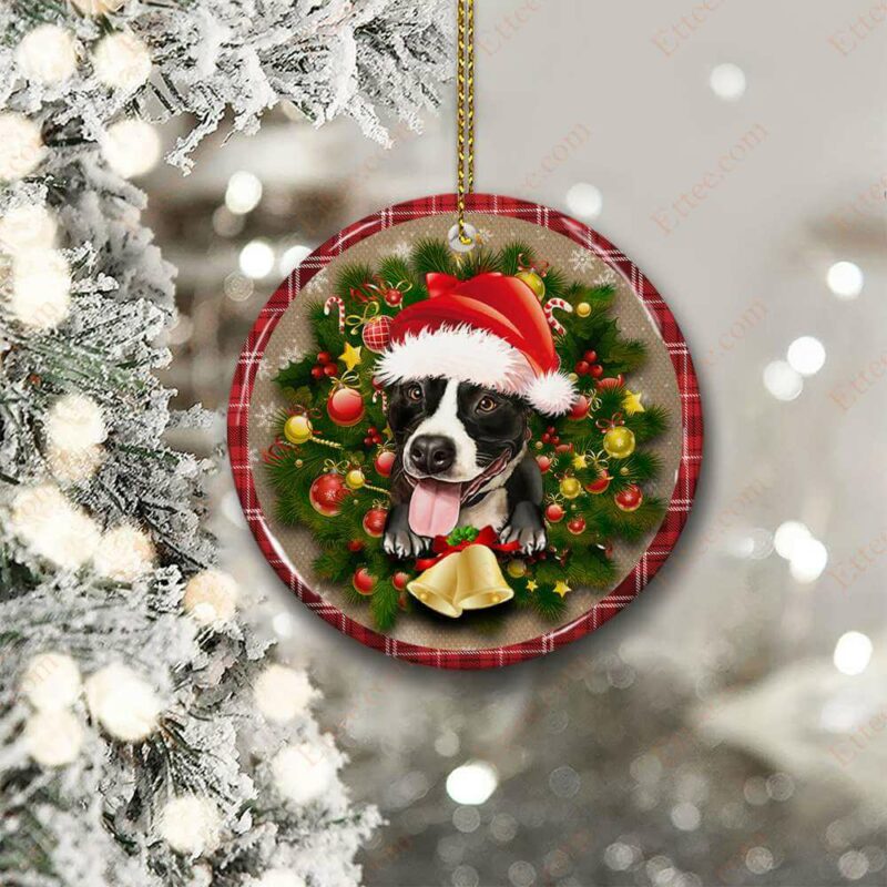 Pitbull Christmas Round Ceramic Ornament, Gift For Dog Lovers - Ettee - Ceramic ornament