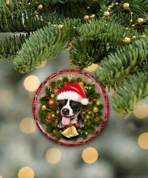 Pitbull Christmas Round Ceramic Ornament, Gift For Dog Lovers - Ettee - Ceramic ornament