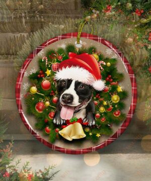 Pitbull Christmas Round Ceramic Ornament, Gift For Dog Lovers - Ettee - Ceramic ornament