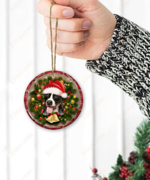 Pitbull Christmas Round Ceramic Ornament, Gift For Dog Lovers - Ettee - Ceramic ornament