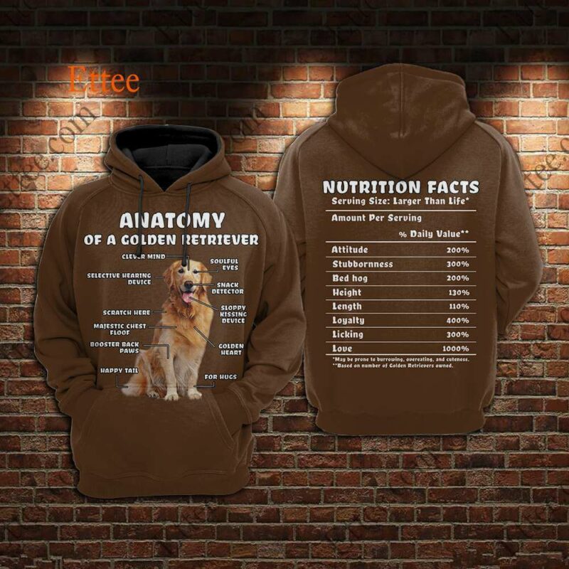 Anatomy Of A Golden Retriever 3D Unisex Hoodie, Perfect Gift For Dog Lovers - Ettee - 3D