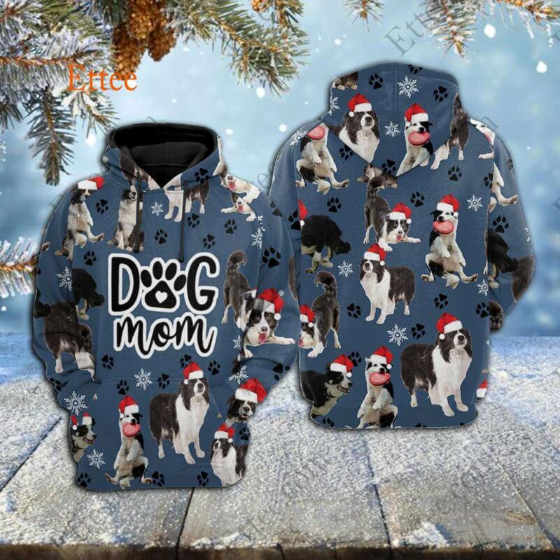 Border Collie 3D Unisex Hoodie, Dog Mom Christmas 2022 - Ettee - 3D