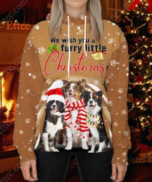 Border Collie 3D Unisex Hoodie, We Wish You A Furry Little Christmas - Ettee - 3D