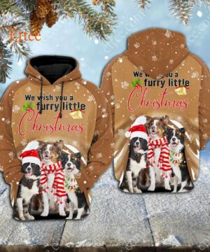 Border Collie 3D Unisex Hoodie, We Wish You A Furry Little Christmas - Ettee - 3D