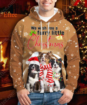 Border Collie 3D Unisex Hoodie, We Wish You A Furry Little Christmas - Ettee - 3D