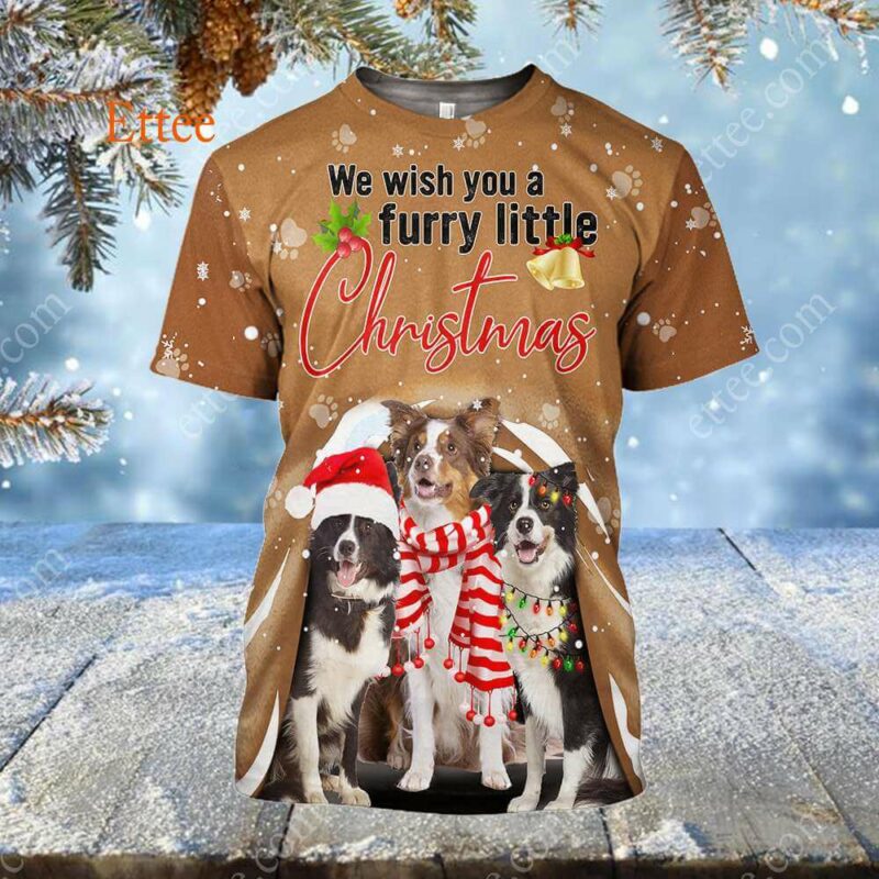 Border Collie 3D Unisex Hoodie, We Wish You A Furry Little Christmas - Ettee - 3D