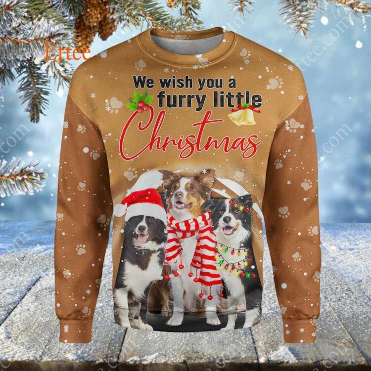 Border Collie 3D Unisex Hoodie, We Wish You A Furry Little Christmas - Ettee - 3D