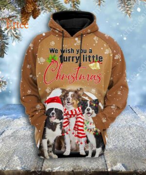 Border Collie 3D Unisex Hoodie, We Wish You A Furry Little Christmas - Ettee - 3D