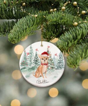 Chihuahua Ceramic Ornament Custom Name, Watercolor Dog Gift 2022 - Ettee - Ceramic ornament