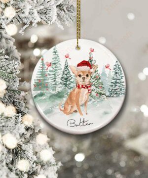 Chihuahua Ceramic Ornament Custom Name, Watercolor Dog Gift 2022 - Ettee - Ceramic ornament