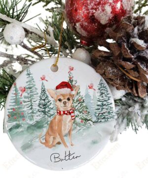 Chihuahua Ceramic Ornament Custom Name, Watercolor Dog Gift 2022 - Ettee - Ceramic ornament