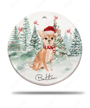 Chihuahua Ceramic Ornament Custom Name, Watercolor Dog Gift 2022 - Ettee - Ceramic ornament