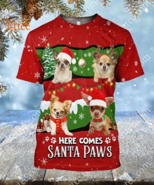 Chihuahua Cute Dog 3D Unisex Hoodie, Here Comes Santa Paws - Ettee - 3D