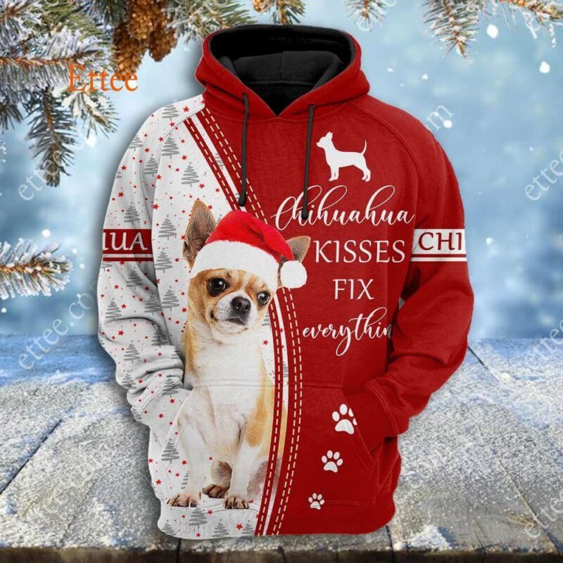 Chihuahua Kisses Fix Everything 3D Unisex Hoodie - Ettee - 3D