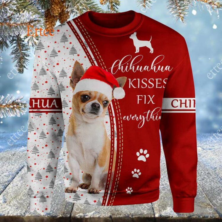 Chihuahua Kisses Fix Everything 3D Unisex Hoodie - Ettee - 3D