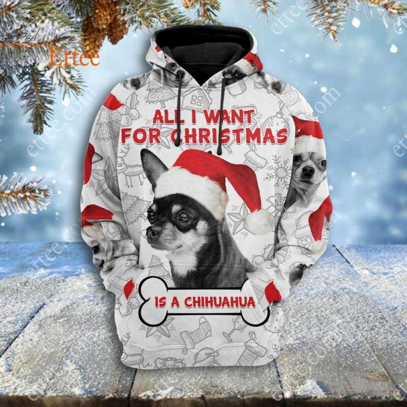 Chihuahua Sketch 3D Unisex Hoodie - Ettee - 3D