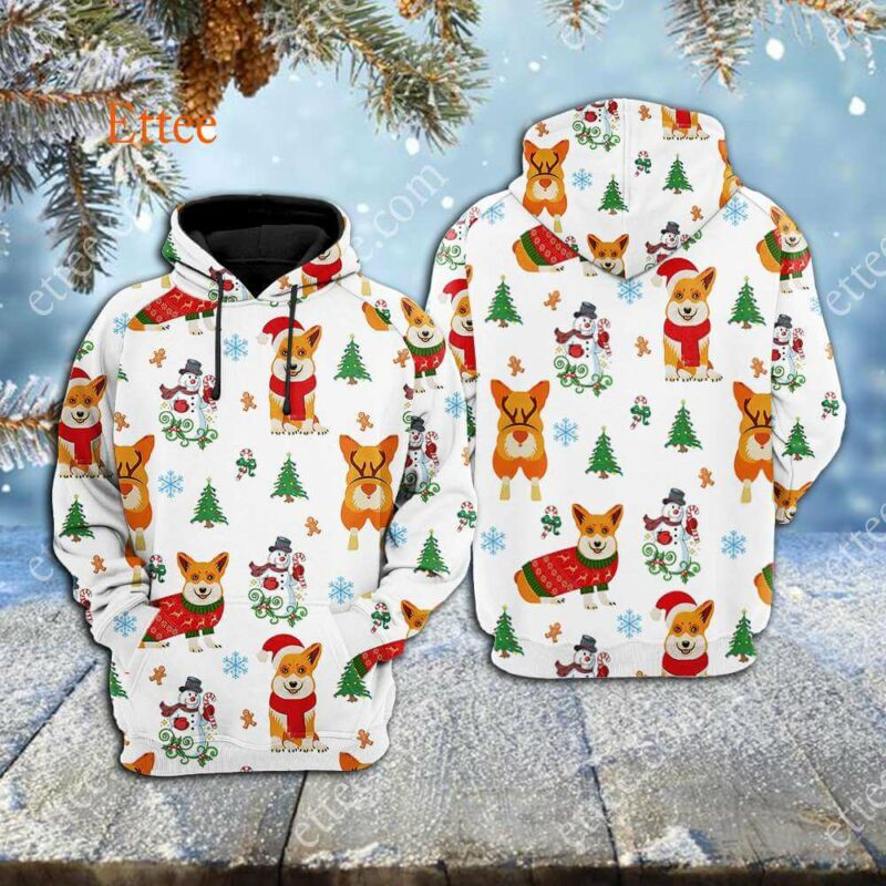 Corgi Dog 3D Unisex Hoodie Christmas 2022 - Ettee - 3D