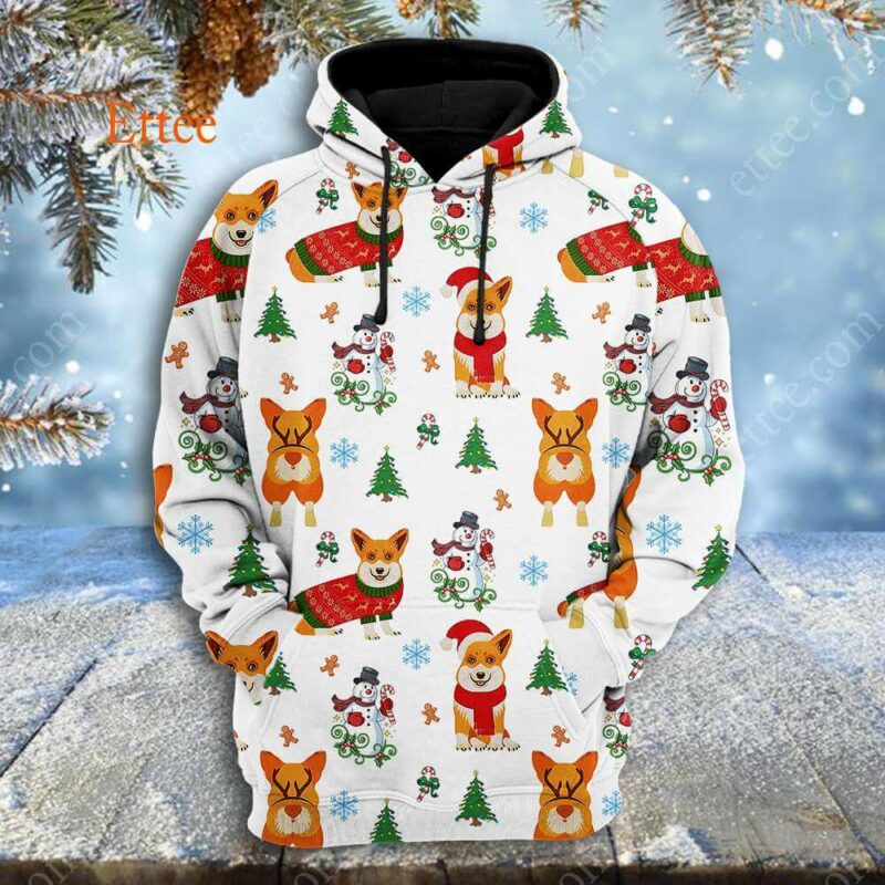 Corgi Dog 3D Unisex Hoodie Christmas 2022 - Ettee - 3D