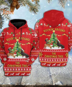 Dachshund 3D Unisex Hoodie, Rockin' Around The Christmas Tree - Ettee - 3D