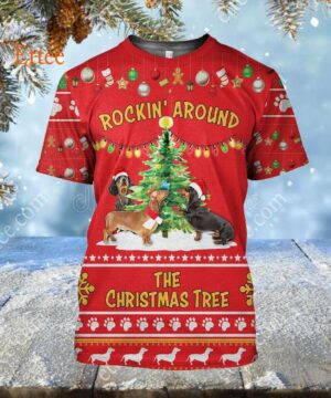 Dachshund 3D Unisex Hoodie, Rockin' Around The Christmas Tree - Ettee - 3D