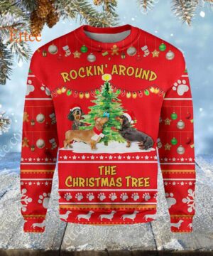 Dachshund 3D Unisex Hoodie, Rockin' Around The Christmas Tree - Ettee - 3D