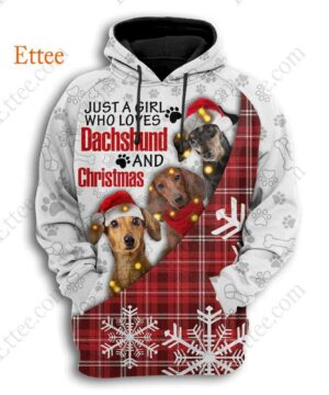 Dachshund Girl 3D Hoodie, A Girl Who Loves Dachshund & Christmas - Ettee - 3D Hoodie