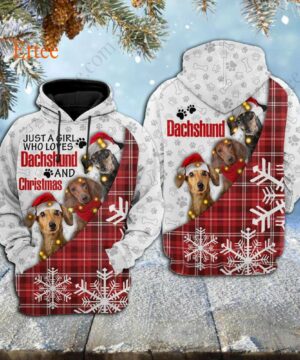 Dachshund Girl 3D Hoodie, A Girl Who Loves Dachshund & Christmas - Ettee - 3D Hoodie