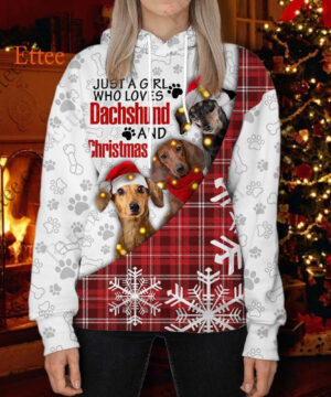 Dachshund Girl 3D Hoodie, A Girl Who Loves Dachshund & Christmas - Ettee - 3D Hoodie