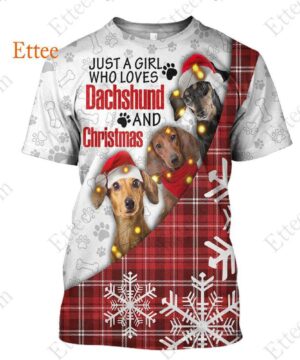 Dachshund Girl 3D Hoodie, A Girl Who Loves Dachshund & Christmas - Ettee - 3D Hoodie