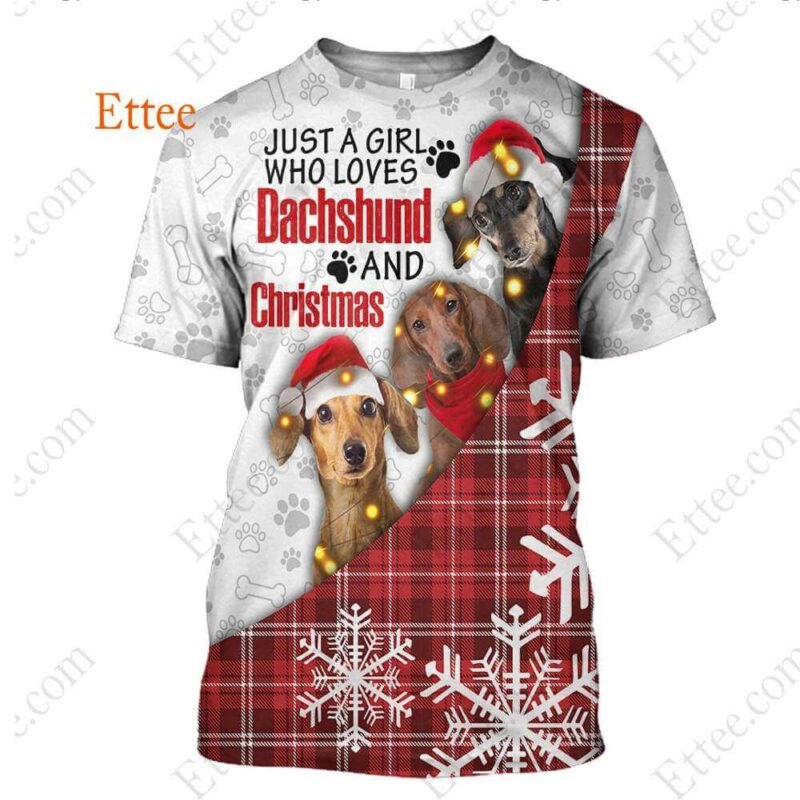 Dachshund Girl 3D Hoodie, A Girl Who Loves Dachshund & Christmas - Ettee - 3D Hoodie