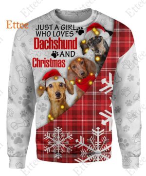 Dachshund Girl 3D Hoodie, A Girl Who Loves Dachshund & Christmas - Ettee - 3D Hoodie