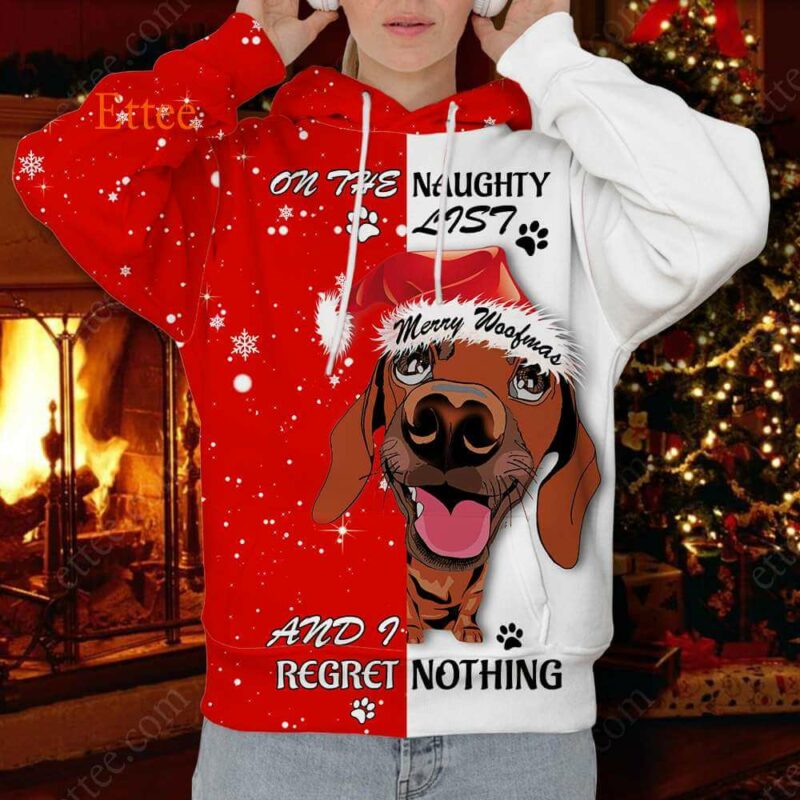 Dachshund Wiener Dog 3D Unisex Hoodie, On The Naughty List - Ettee - 3D